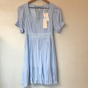 Bohme In Loom Light Blue Mini Dress